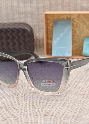 Красивые женские солнцезащитные очки leke polarized кошачий глаз в прозрачной оправе