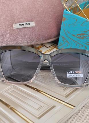 Гарні жіночі  сонцезахисні окуляри leke polarized котяче око в прозорій оправі5 фото