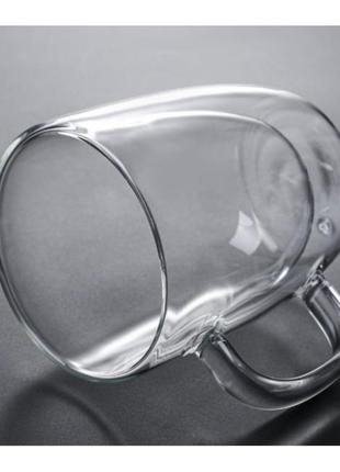 Термостойкая чашка для чая с двойным дном 420 мл. чашка термостойкое двойное стекло