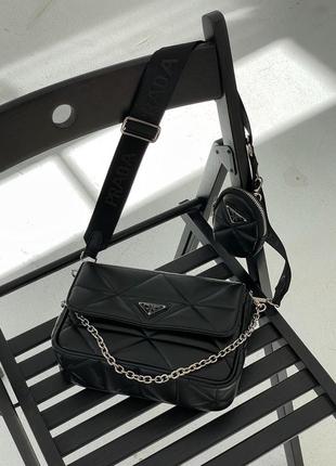 Сумка prada re-nylon padded shoulder black9 фото