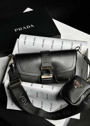 Сумка prada pocket nylon and brushed bag black