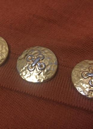 Лот винтаж металл  круглые золотистые пуговицы, франция3 фото