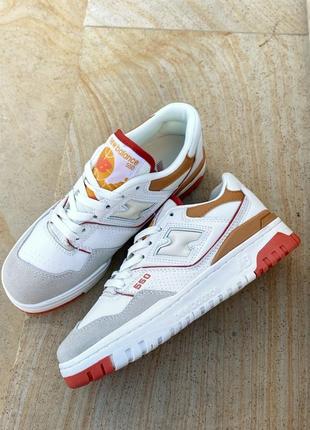 Женские кроссовки new balance 550 white orange скидка sale / smb