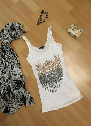 Белая майка с пайетками tally weijl