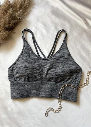 Спортивный топ, серый топ с переплетением