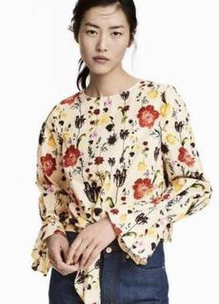 Цветочная блузка / рубашка с красивыми рукавами «клеш»1 фото