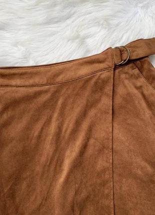 Юбка, замшевая юбка, под замш, на запах, коричнева, коричневая, jessica, c&a3 фото