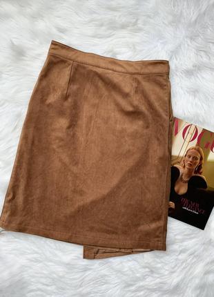 Юбка, замшевая юбка, под замш, на запах, коричнева, коричневая, jessica, c&a2 фото