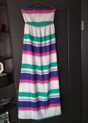 Платье сарафан в пол длинное на резинке в полоску1 фото