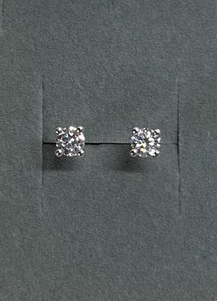 Сережки гвоздики, порожні з бриліантом муасанітом, муасаніт синтетичний діамант