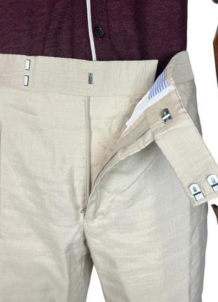 Бежеві льняні шовкові брюки massimo dutti personal tailoring5 фото