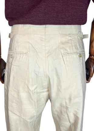 Бежеві льняні шовкові брюки massimo dutti personal tailoring6 фото