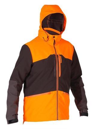 Куртка 500 для полювання, із софтшелу - неон/коричневий - s