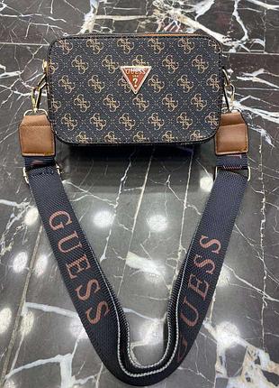 Сумка коричневая женская в стиле guess сумка маленькая гесс сумочка клатч кросс-боди