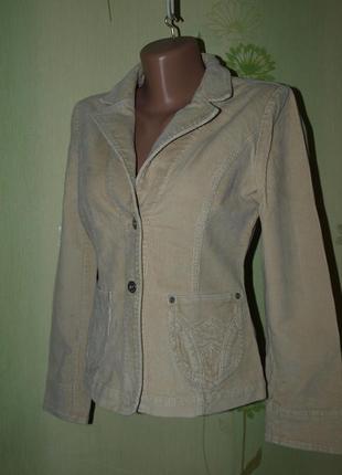 Женский пиджак крем микровельвет s-м2 фото