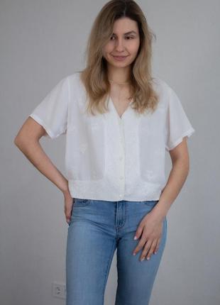 Блуза сорочка топ вінтажна біла з вишивкою від wallis