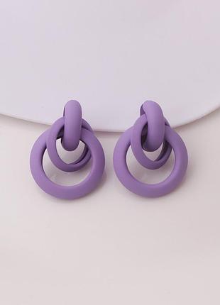 Жіночі сережки легкі яскраві пусети бузкового кольору