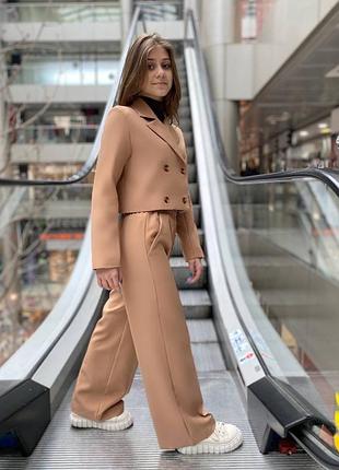 Стильный костюм для девочек пиджак и брюки палаццо, размеры на рост 134 - 160 + видеообзор