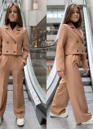 Стильный костюм для девочек пиджак и брюки палаццо, размеры на рост 134 - 160 + видеообзор