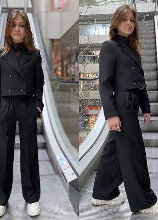 Стильный костюм для девочек пиджак и брюки палаццо, размеры на рост 134 - 160 + видеообзор