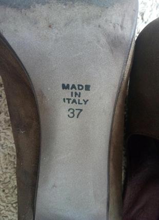 Бежеві коричневі туфлі човники замшеві шкіра від vera gomma4 фото