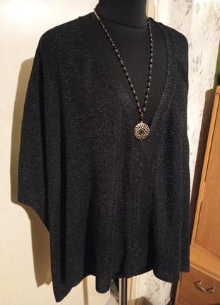 Трикотажной вязки,нарядная блузка-туника с люрексом,большого размера-оверсайз,sweewe paris1 фото