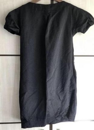 Платье мини черное льняное2 фото