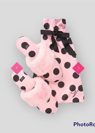 Домашні капці victoria's secret slippers pink black dot