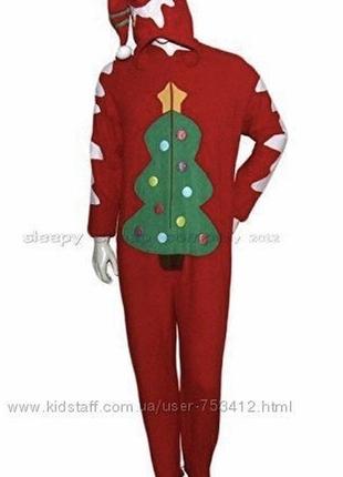 Елка новогодняя рождественская кигуруми слип пижама человечек флис