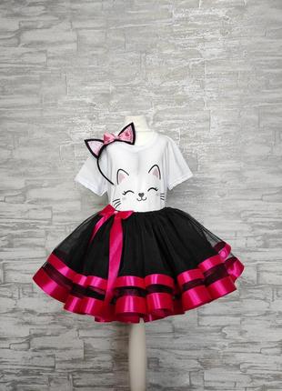 Костюм киці набір кішечки карнавальний костюм кішки  чоної киці плаття кішки сукня1 фото