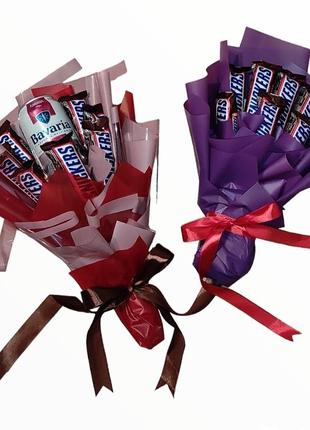 Букеты из snickers, съедобные букеты, оригинальный подарок. есть в наличии🌷