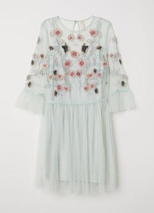 💗💗💗final sale 2019🔥🔥роскошное эксклюзивное платье h&m! 3d вышивка, паетки, бисер!