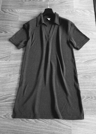 Темно сіра пряма сукня оверсайз з розпірками; h&m; m7 фото