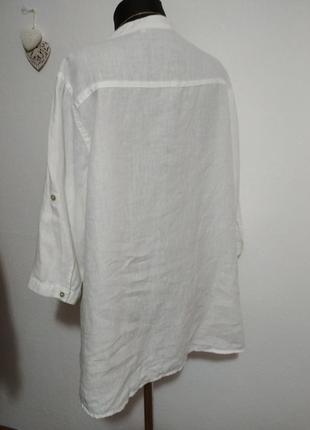 100% лён фирменная натуральная белая льняная рубашка супер качество!!!3 фото