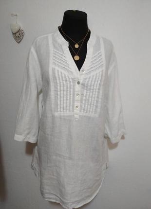 100% лён фирменная натуральная белая льняная рубашка супер качество!!!4 фото