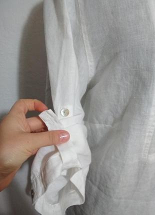 100% лён фирменная натуральная белая льняная рубашка супер качество!!!6 фото