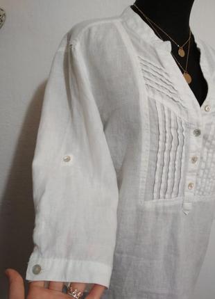 100% лён фирменная натуральная белая льняная рубашка супер качество!!!7 фото