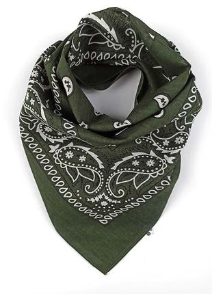 Бандана маленький платок повязка хлопок платок на голову шею лицо руку пейсли хаки новая