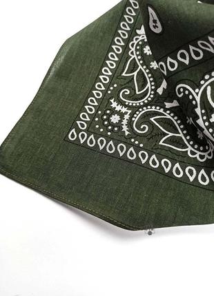 Бандана маленький платок повязка хлопок платок на голову шею лицо руку пейсли хаки новая