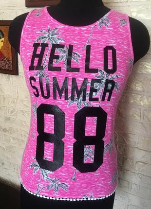 Натуральна рожева майка hello summer 88