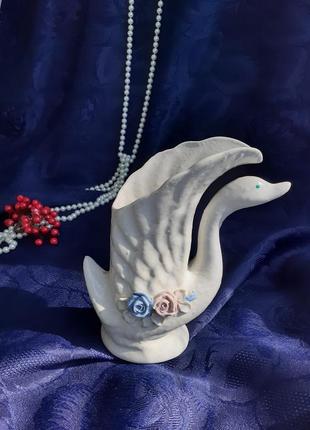 Лебедь 🎁 🦢 салфетница ваза винтаж декоративная фарфор лепка славянский керамический комбинат лебедушка4 фото