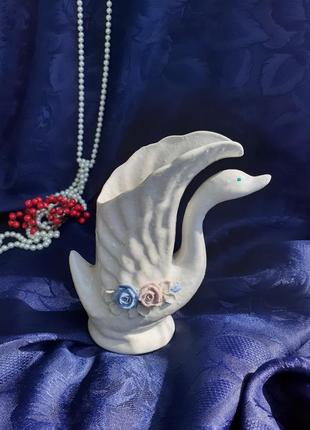 Лебедь 🎁 🦢 салфетница ваза винтаж декоративная фарфор лепка славянский керамический комбинат лебедушка