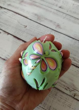 Резная свеча ручной работы на пасху, пасхальная свеча яйцо, хенд мейд, ручная работа, подарок на праздник