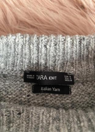 Серый удлиненный свитер с разрезом zara knit2 фото