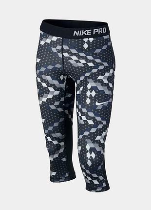 Фирменные подростковые спортивные лосины леггинсы принт абстракция nike Women pro оригинал