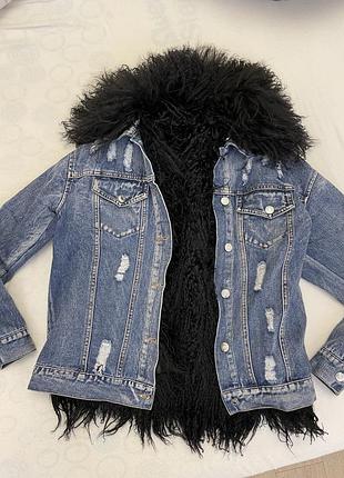 Джинсова куртка з натуральним хутром розмір м