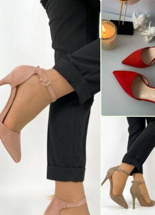 Жіночі туфлі замшеві: хакі рожеві/пудра / червоні : матеріал: еко замша
підбор: 9,5см
висота від п'яти: 6,5см
сезон: демісезон