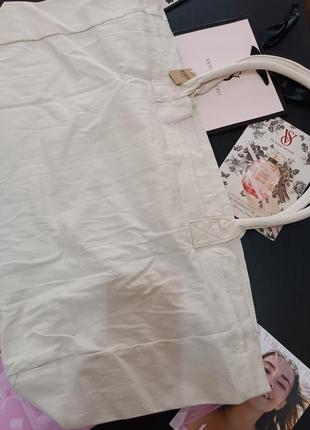 Велика полотняна сумка oversized canvas tote bag шопер victoria's secret виктория сикрет вікторія сікрет pink оригінал7 фото