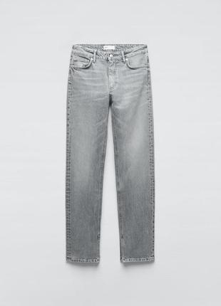 Прямые джинсы slim fit с высокой посадкой и разрезами zara - 40, 442 фото