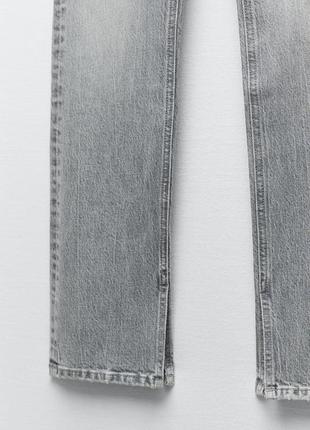 Прямые джинсы slim fit с высокой посадкой и разрезами zara - 40, 445 фото